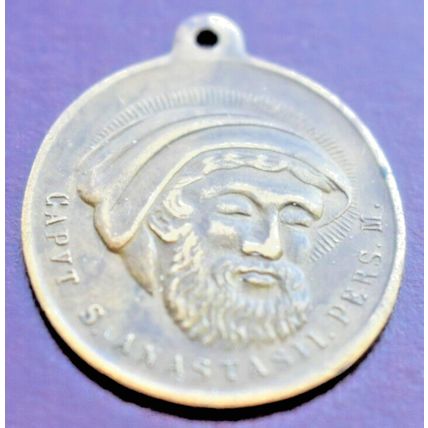 Vintage Religious Pendant Capvt S. Anastasll Pers. M. IMMAGO.S.ANAST MON.ET.MART