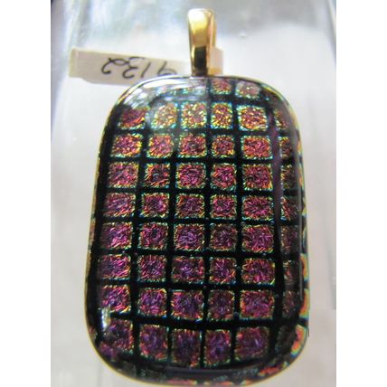 Dichroic Multicolor Fused Glass Pendant with gold bale, id:g132