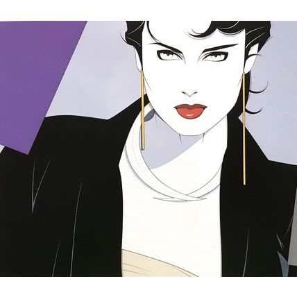 Orig 80s Patrick Nagel Print Earrings Woman Disco Playboy Pinup Sexy Art gift