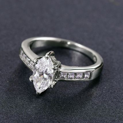 Marquise Solitaire Ring Made With Swarovski Zirconia Sz R½ Platinum 925 Silver