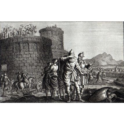 HYRCANUS BESIEGING THE FORT OF DAGON 1777 Jan Luyken ANTIQUE ETCHING