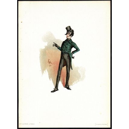 MR. JINGLE 1889 JOSEPH CLAYTON CLARKE ‘KYD’ Pickwick Papers VICTORIAN CARTOON