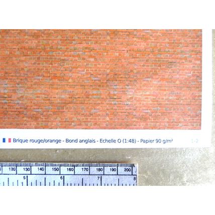 Papier brique rouge/orange pour O gauge - échelle 1:48-feuille A4 (297 x 210 mm)
