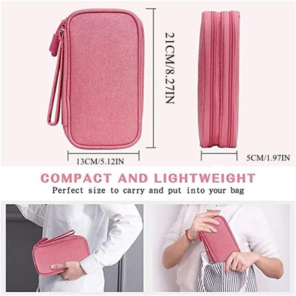 Travel Cable Organizer Bag Pouch Portable Electronic Accessories Carry Case Rose