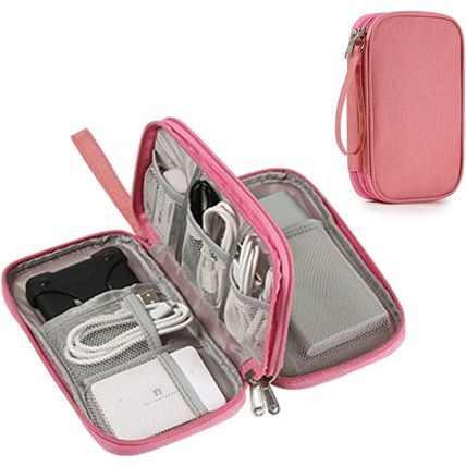 Travel Cable Organizer Bag Pouch Portable Electronic Accessories Carry Case Rose