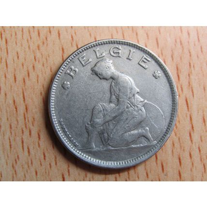 Belgium 1930 Overstruck MINT ERROR GE 2 Frank Belgie (Dutch - Flemish Text) Coin