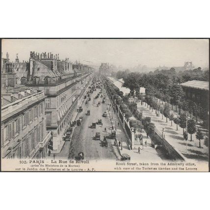 La Rue de Rivoli, Paris, 1921 - Papeghin CPA AP102