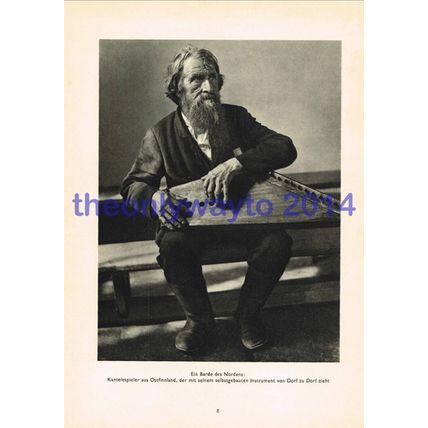 Bard of the North, Kantele Player, Finland, Book Illustration (Print) 1935
