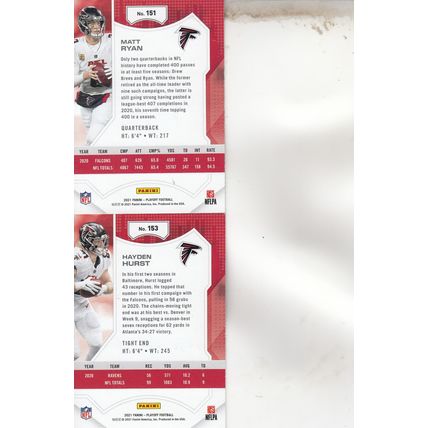 MATT RYAN & HAYDEN HURST AUTOGRAPH 2021 ATLANTA FALCONS ALL -PRO OFFENSE PLAYERS