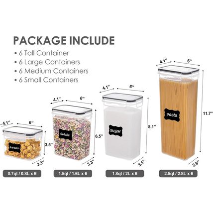Airtight Food Storage Containers with Lids, Vtopmart 24 Pcs Plastic Kitchen and