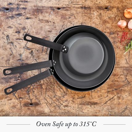Merten & Storck 10” Carbon Steel Skillet, Pre-Seasoned Frying Pan for Induction,