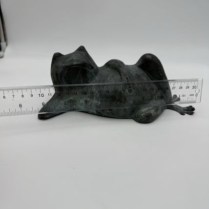 Vintage Bronze Hollow Casting RESTING Frog Sculpture 4”Hx8.5”L