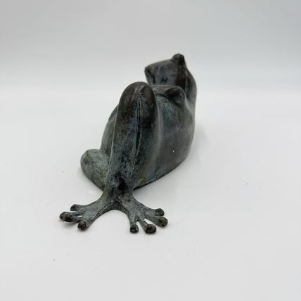 Vintage Bronze Hollow Casting RESTING Frog Sculpture 4”Hx8.5”L