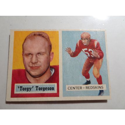 1957 Topps Football Card # 012 Lavern Torgeson Very Good (3) Washington Redskins