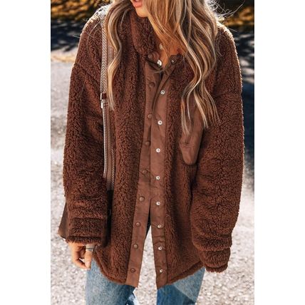 Red Clay Faux Shearling Teddy Bear Jacket