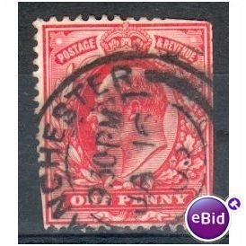 GB stamps 1902-10 KEV11 - 1d SG219 Manchester 4