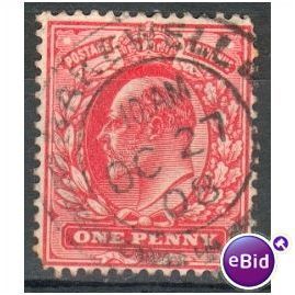 GB stamps 1902-10 KEV11 - 1d SG219 Bakewell 1