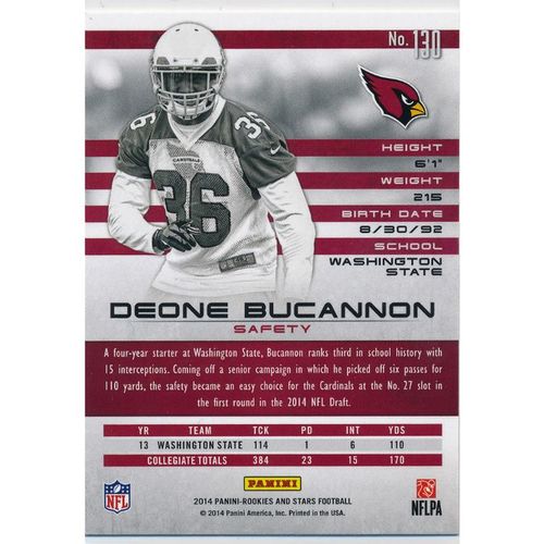 2014 Panini Rookies & Stars #130 Deone Bucannon RC Arizona Cardinals