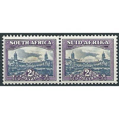 South Africa 1945 SG107 2d Slate & Deep Reddish-Violet PAIR Mounted Mint .. .