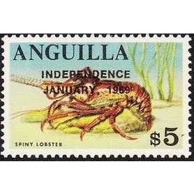 Anguilla 1969 Independence $5 Spiny Lobster Mounted Mint MM Sc 67 postage stamp