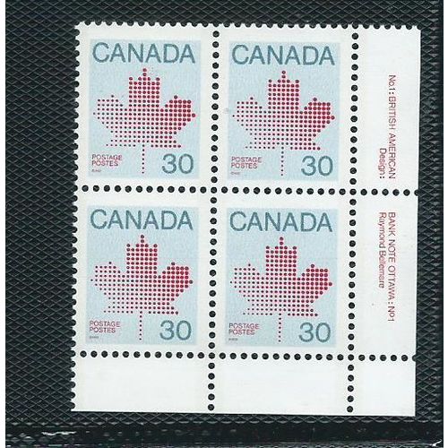 canada imprint tagged inscription corner blocks sg1031 set bottom right mnh