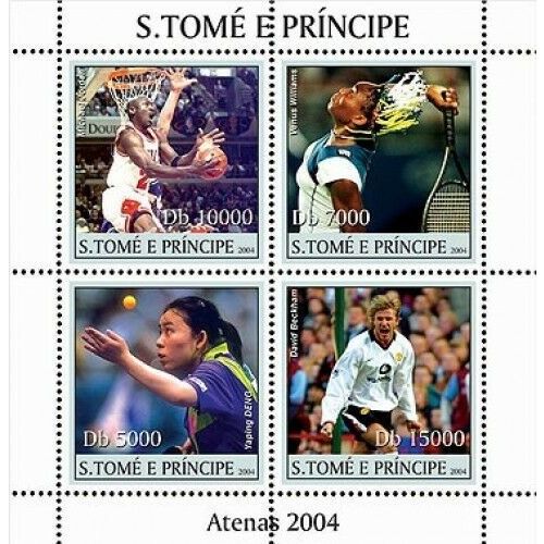 SAO TOME PRINCIPE 2004 SHEET MNH ATHENS SPORTS BASKET TABLE TENNIS FOOTBALL 3