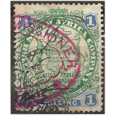 Rhodesia 1896 SG35 1/- Green & Blue Fine.Used . ..