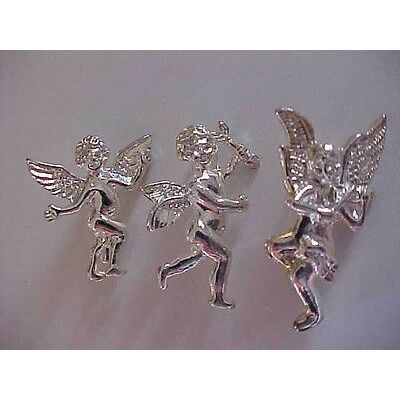 Silver Angel Pin SET 3 Angel of Happiness Love and Harmony Angels Valentines 1"