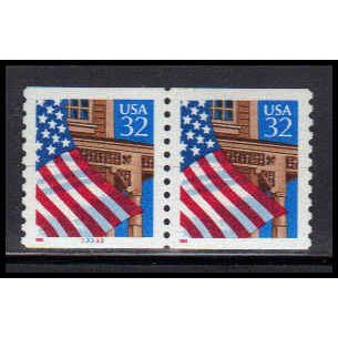 2913v 32c U.S. Flag Over Porch Very Fine MNH LGG CNP Left 33333 PA1706