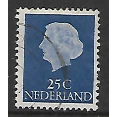 NETHERLANDS 1953 25c BLUE QUEEN JULIANA SG 779 FINE USED