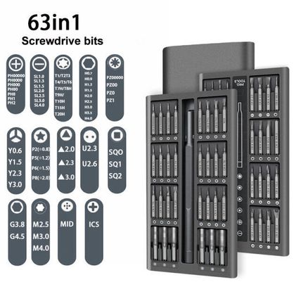 63 in 1 Precision Screwdriver Set Hex Torx Star Computer Pc Phone Repair Tools