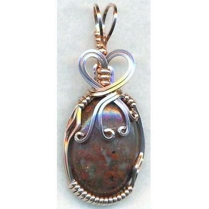 Pigeon Blood Agate Copper Wire Wrap Gemstone Pendant 45