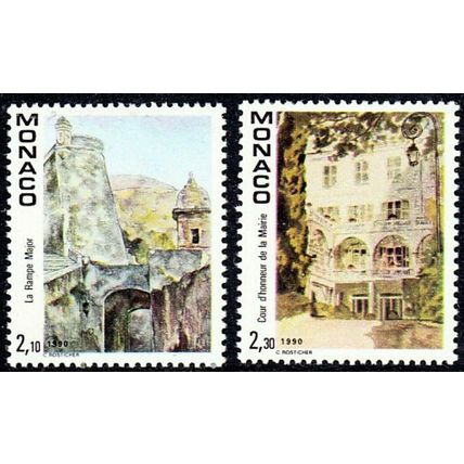 Monaco 1990 Art, Old Monaco, Paintings by Claude Rosticher UNM / MNH
