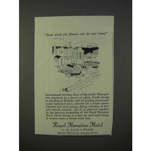1934 Royal Hawaiian Hotel Ad - Trade Winds Fan Cool