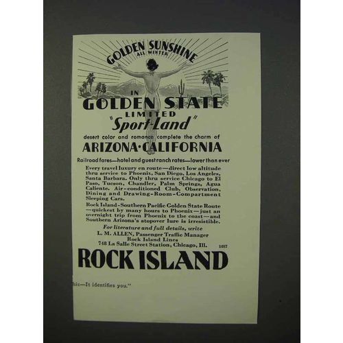 1934 Rock Island Railroad Ad - Golden Sunshine