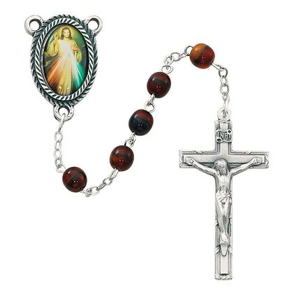 Red Divine Mercy Rosary, plus two free prayer cards