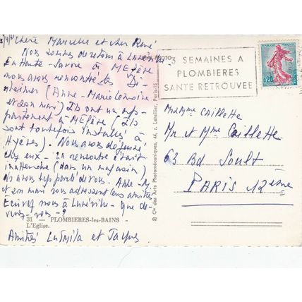 Plombieres les Bains L'Eglise France Real Photo Postcard posted 1961 VGC