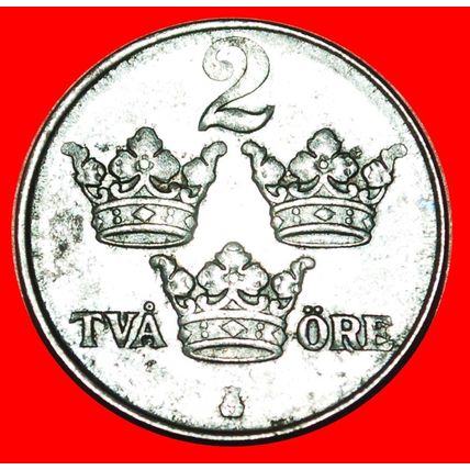 3 CROWNS (1917-1950):SWEDEN★2 ORE 1947! Gustav V 1907-1950★LOW START★NO RESERVE!