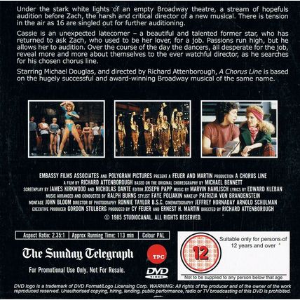 A Chorus Line DVD Promo The Sunday Telegraph Richard Attenborough