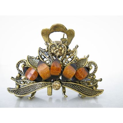 Medium jeweled antique bronze hair claw clip