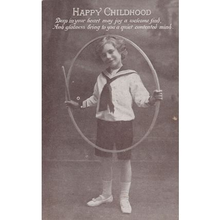 Giant Athletic Childrens Hula Hoop Exercise Toy Greetings Old Postcard