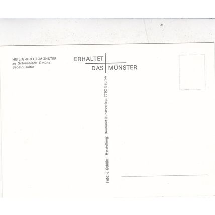 Heilig Kreuz Munster Schwabisch Gmund Sebaldusaltar Germany Postcard unused VGC