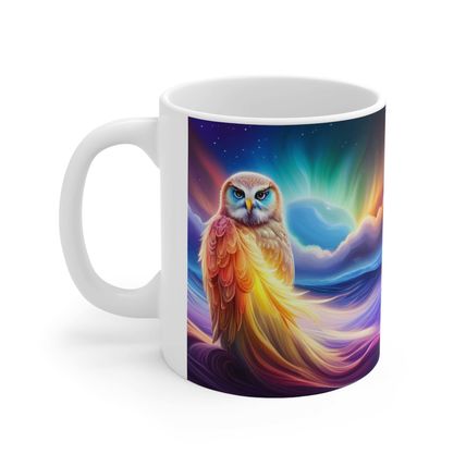 Beautiful Owl Standing in a Sea of Colors #7 Mug Ceramic Coffee Mug 11oz