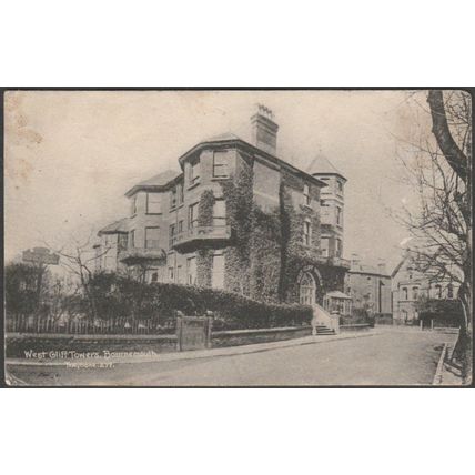West Cliff Towers, Bournemouth, Hampshire, 1921 - Bristol Printing Postcard