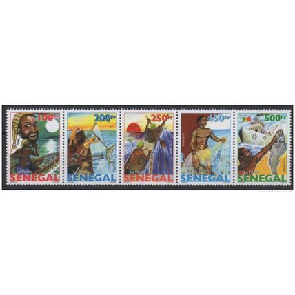 Sénégal 2015 (Reissue 1977) Evolution de la pêche poissons bande de 5 MNH**