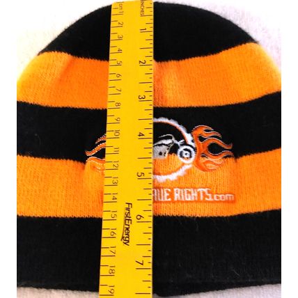 Black & Orange Striped BikersHaveRights.com Beanie Motorcycle Flames Knit Beanie
