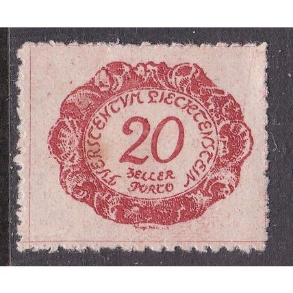 Liechtenstein 1920 Postage Due 20h Mint Hung SG D46 VGC