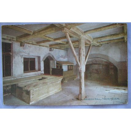 pre 1918 postcard Haddon Hall, The Kitchen