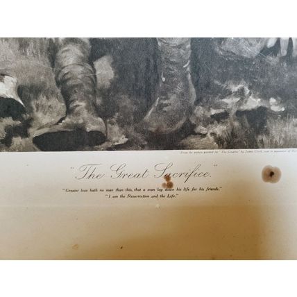 WW1 The Great Sacrifice Antique Print, Soldier Militaria Collectible Picture