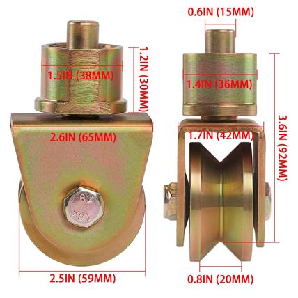 Skelang 4 Pcs Sliding Gate Wheels, 2.5" V Groove Caster with 360-Degree Rotation